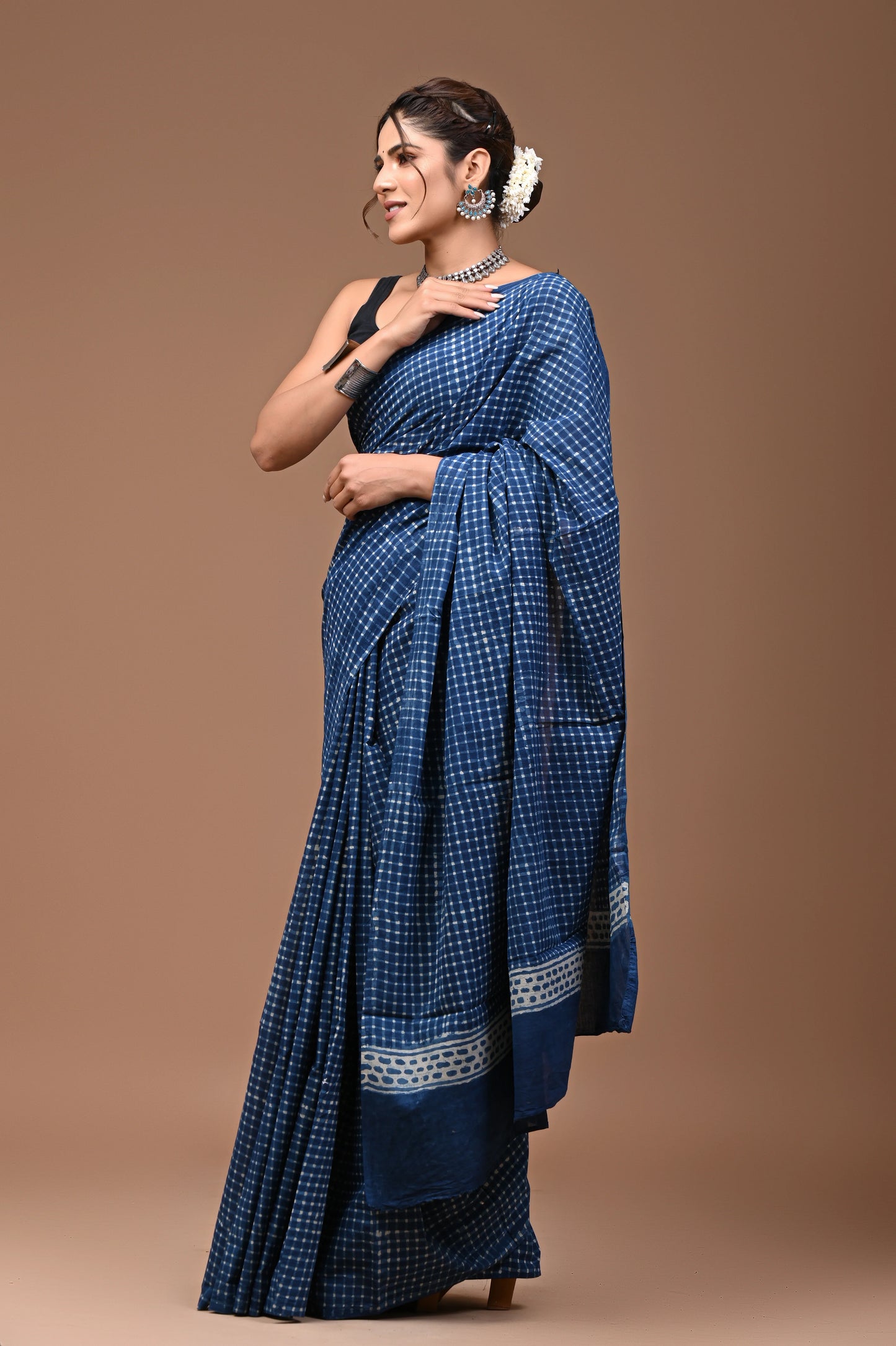 Hand Block Printed Pure mul Cotton Saree