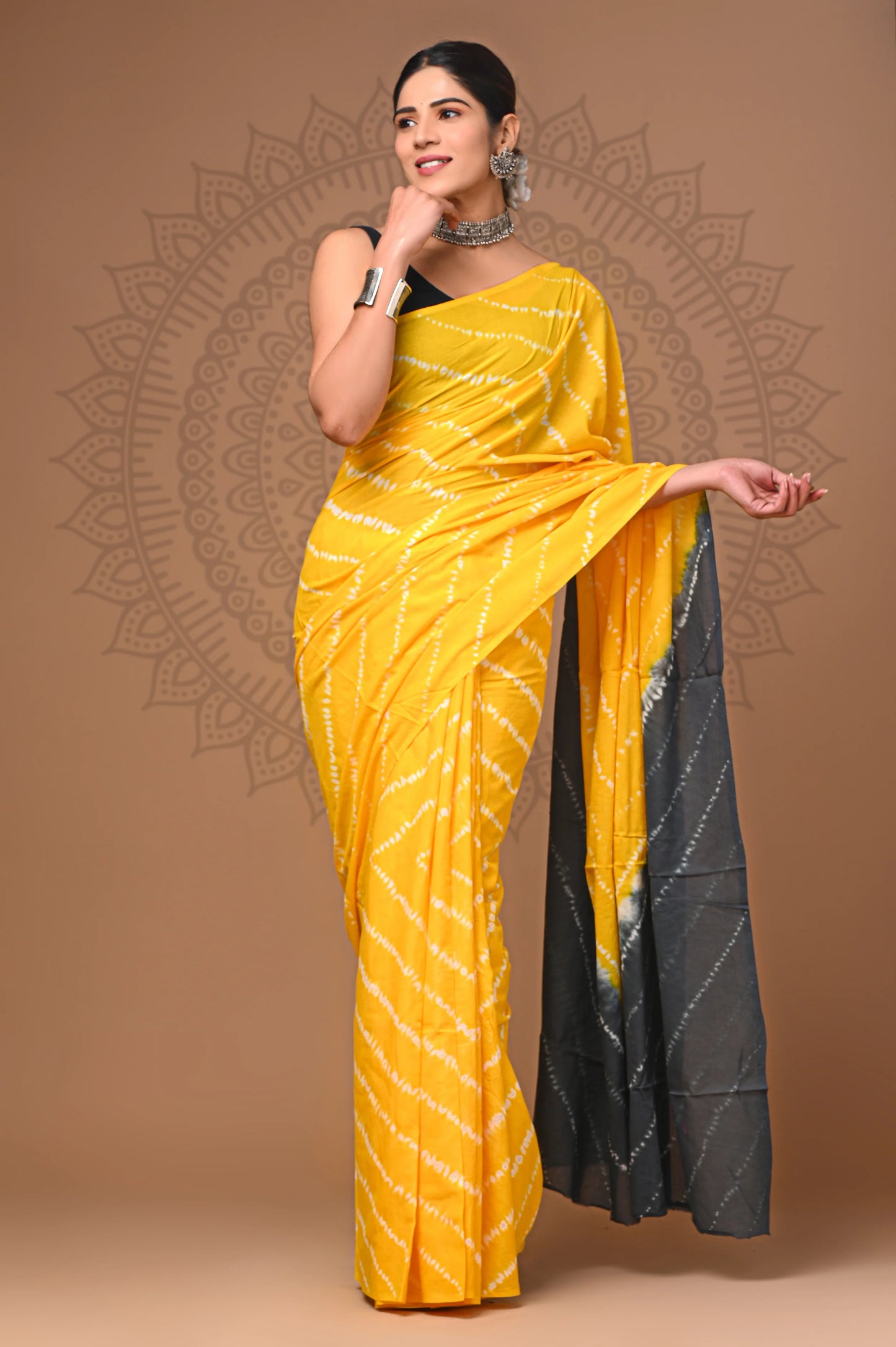 Hand Block Printed Pure mul Cotton Saree