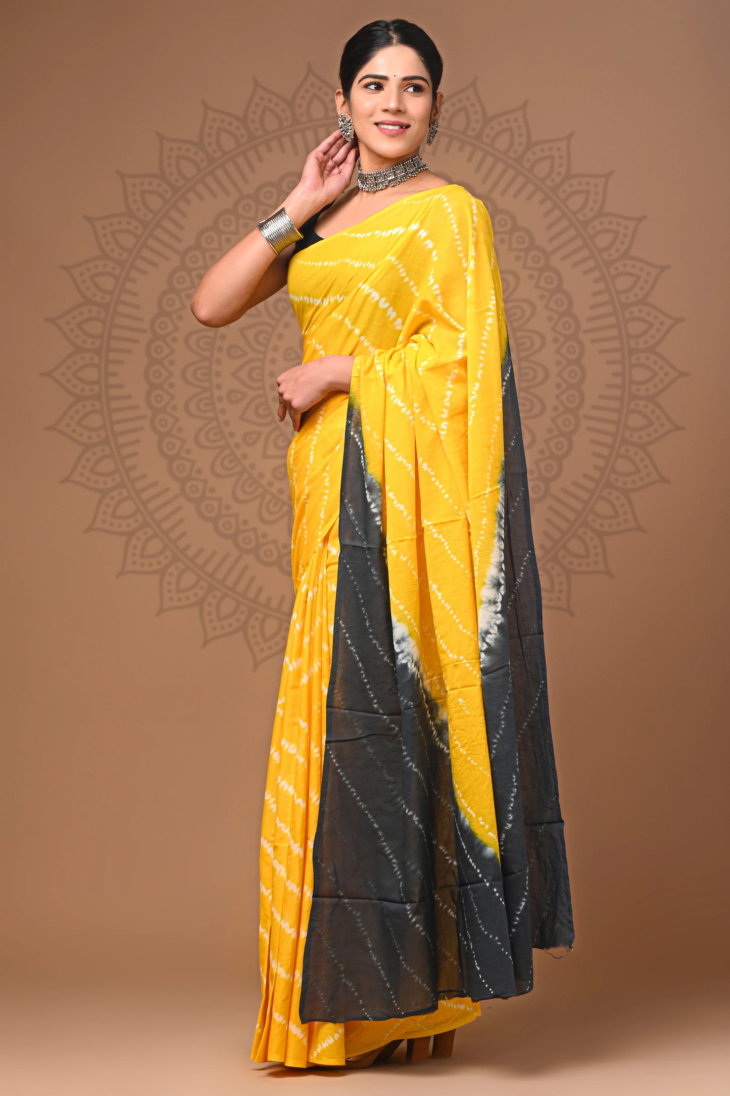 Hand Block Printed Pure mul Cotton Saree