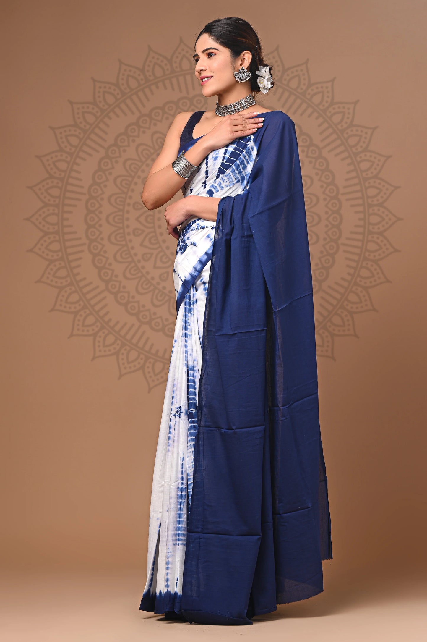 Hand Block Printed Pure mul Cotton Saree