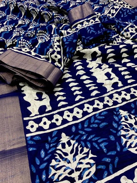 INDIGO SPECIAL BATIK PRINT SAREE