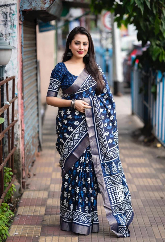 INDIGO SPECIAL BATIK PRINT SAREE