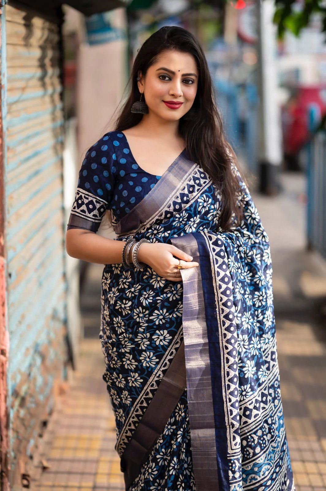 INDIGO SPECIAL BATIK PRINT SAREE