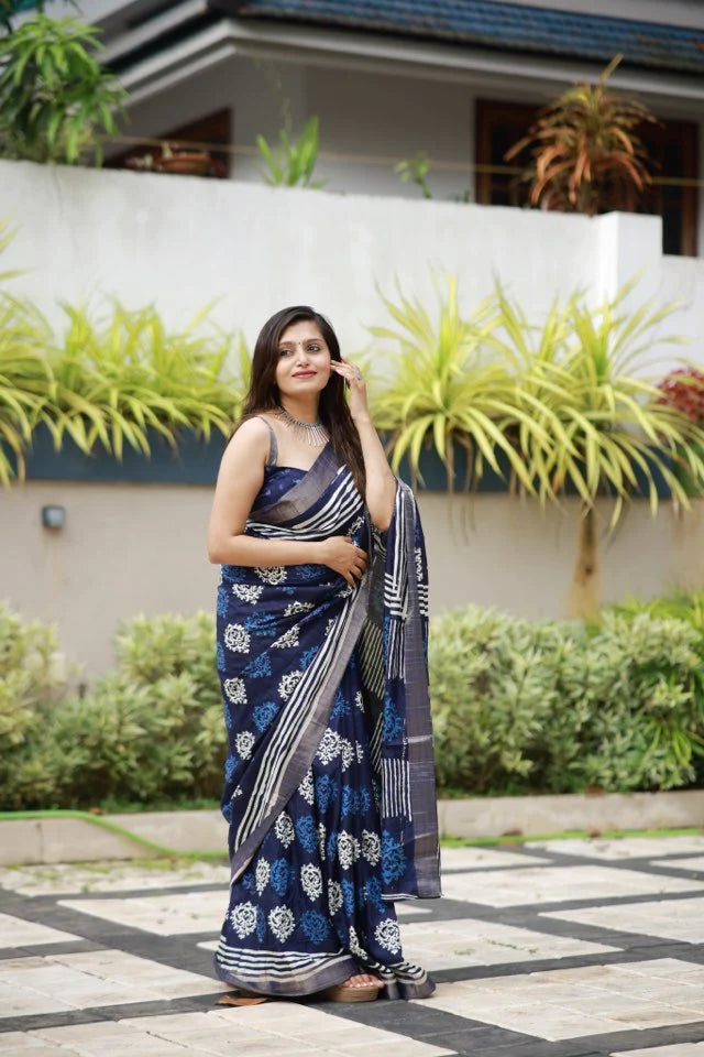 INDIGO SPECIAL BATIK PRINT SAREE