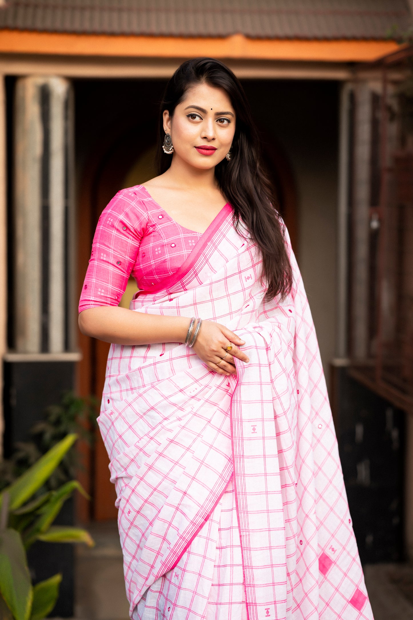 Chexbox Linen saree