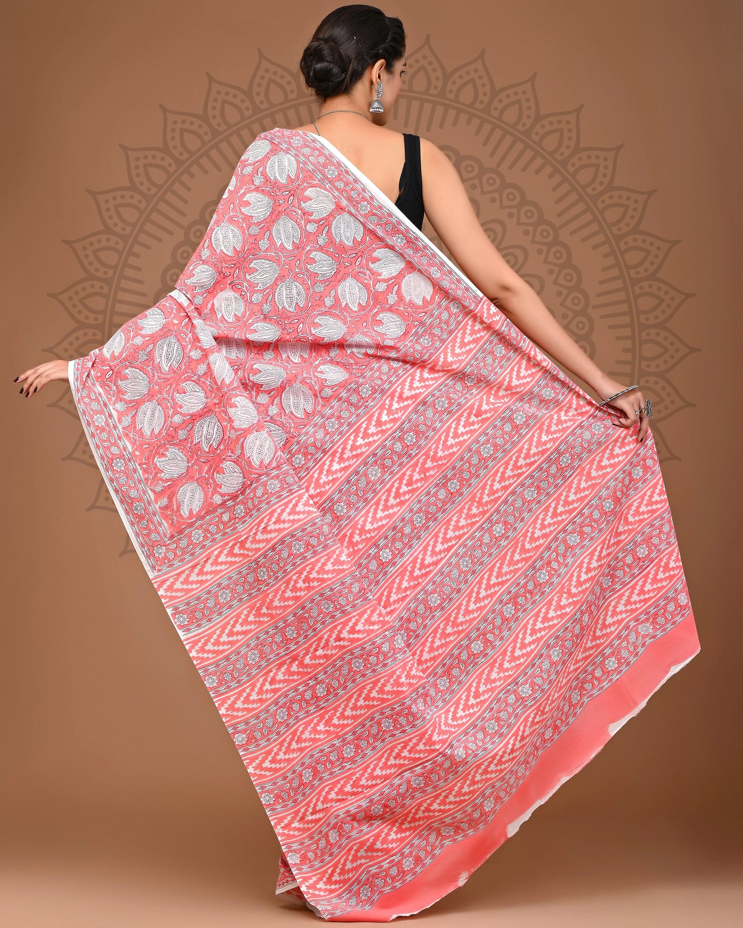 Hand Block Printed Pure mul Cotton Saree