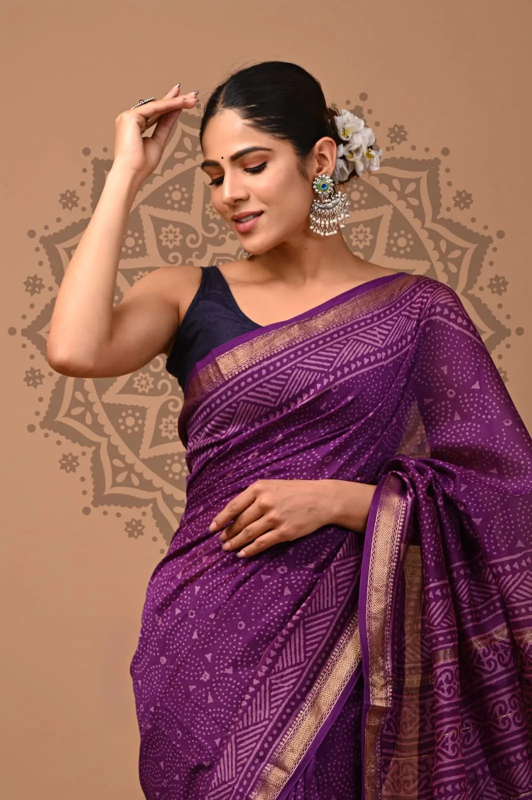 Maheswari Handblock silk sarees