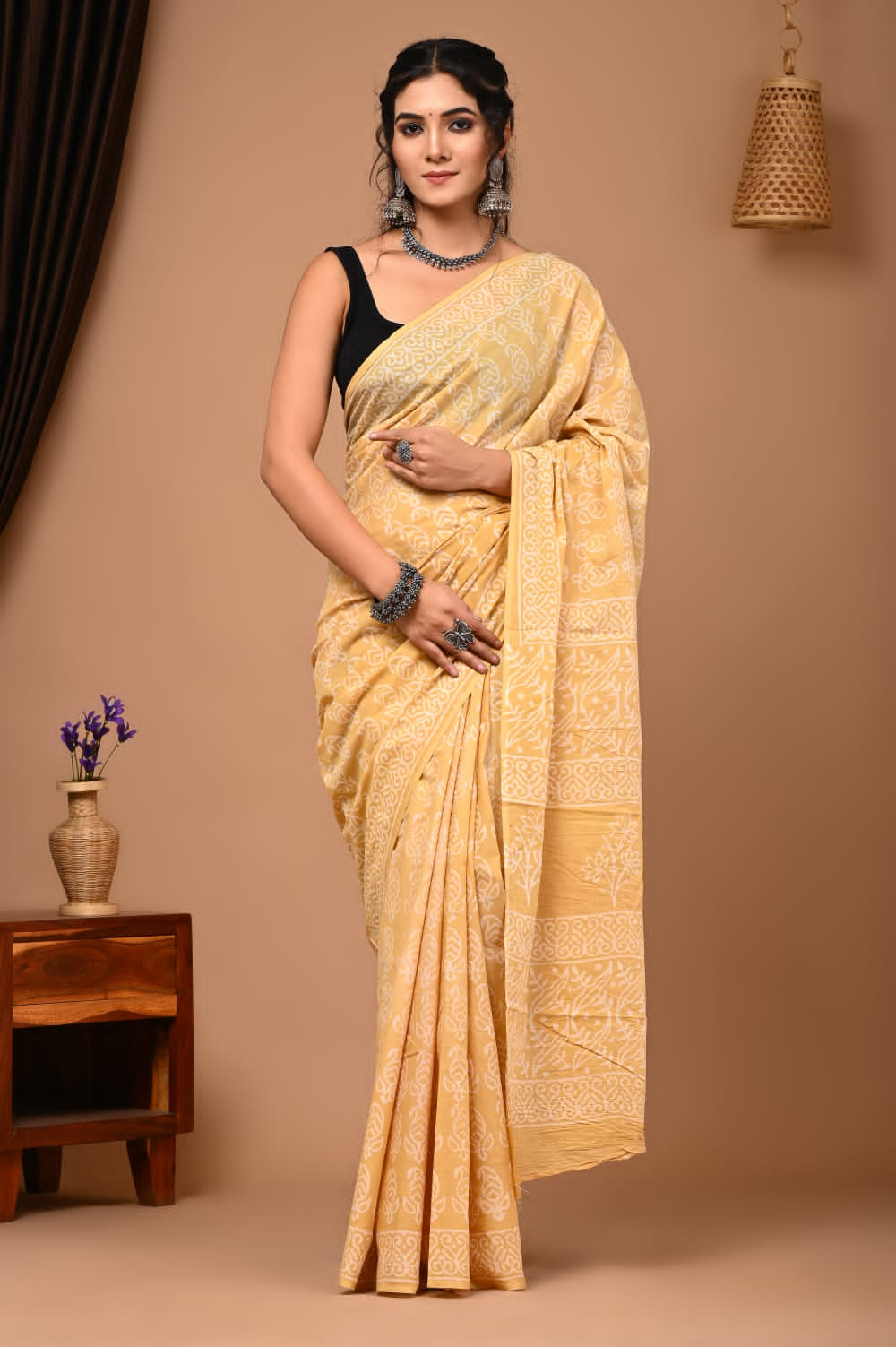 Handblock printed Mulmul soft cotton saree