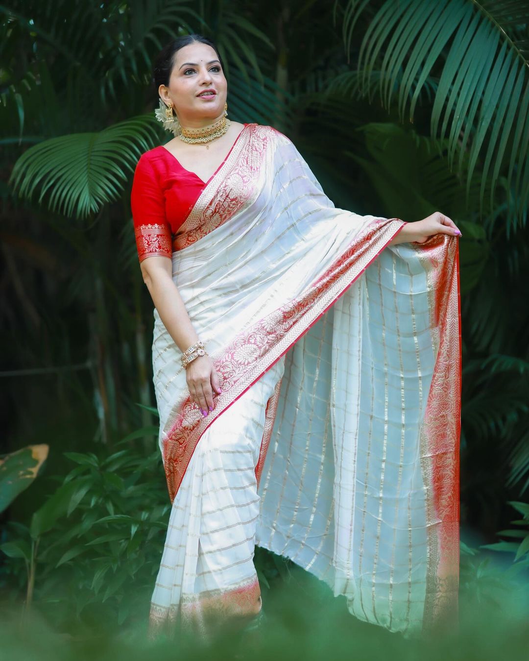 Pure georgette chex saree