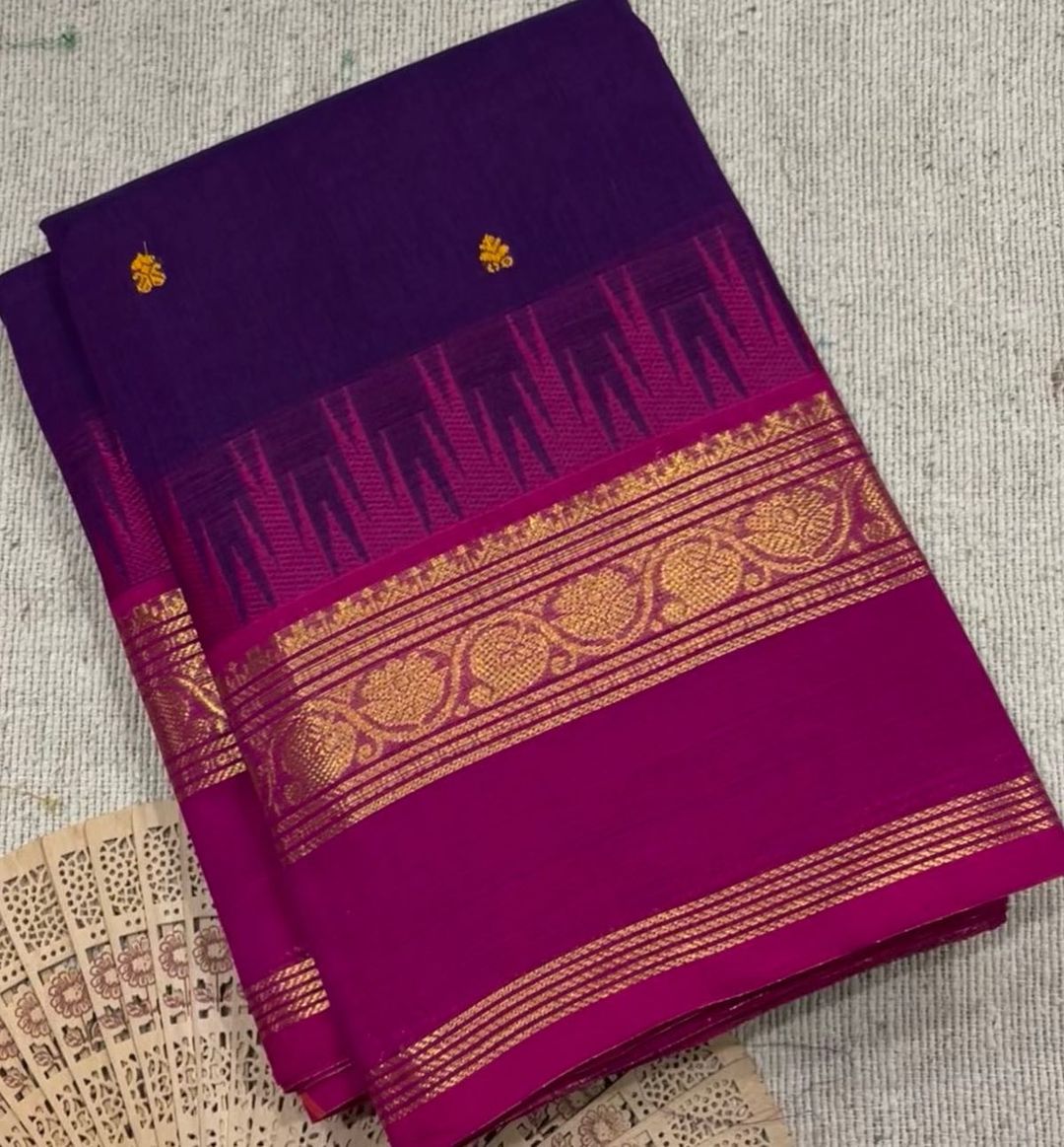 Pure handloom temple border kanchi  Cotton sarees