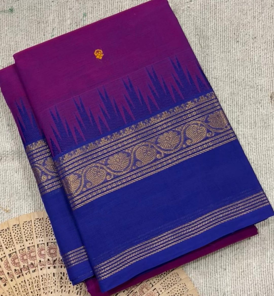 Pure handloom temple border kanchi  Cotton sarees