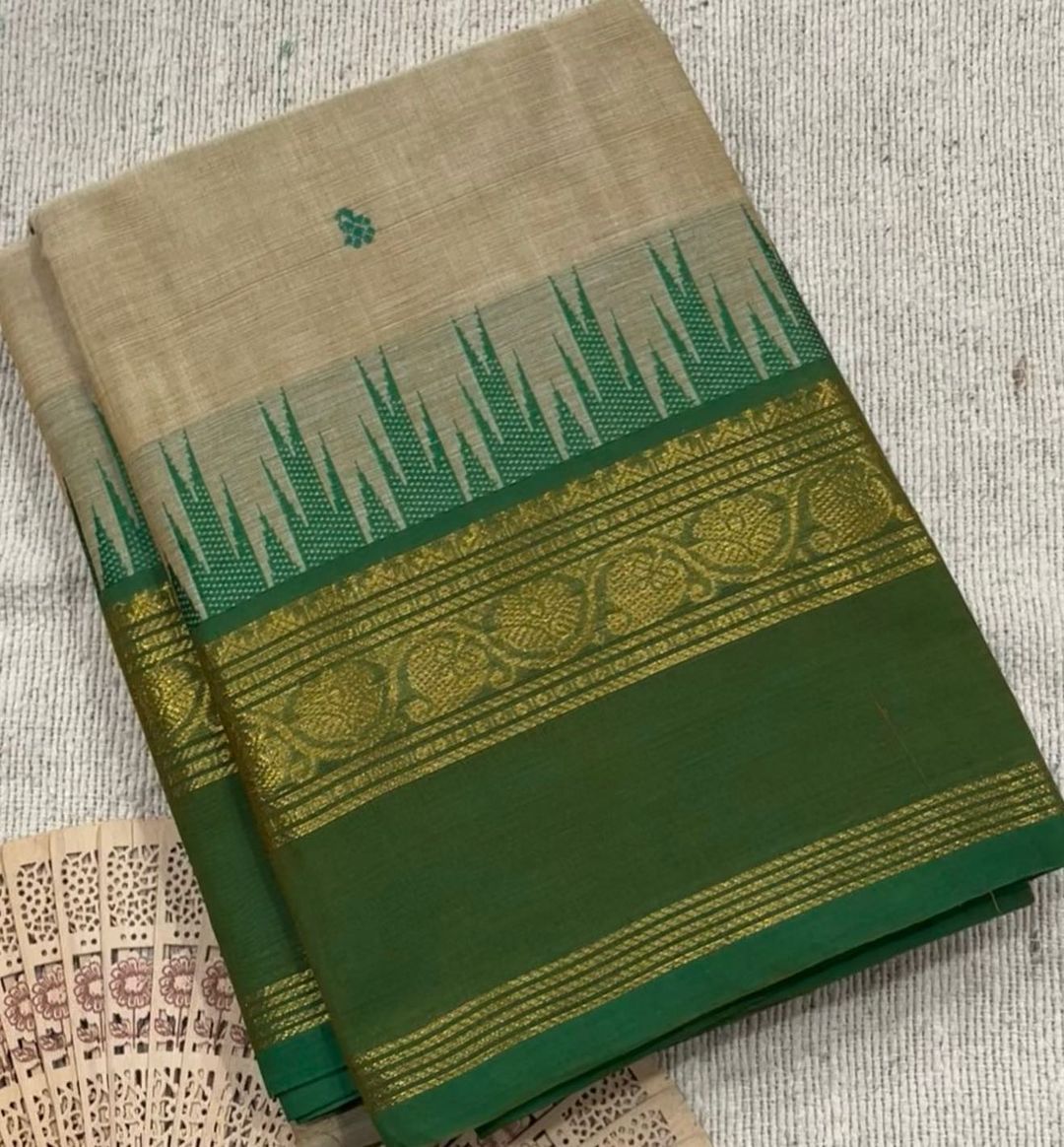 Pure handloom temple border kanchi  Cotton sarees