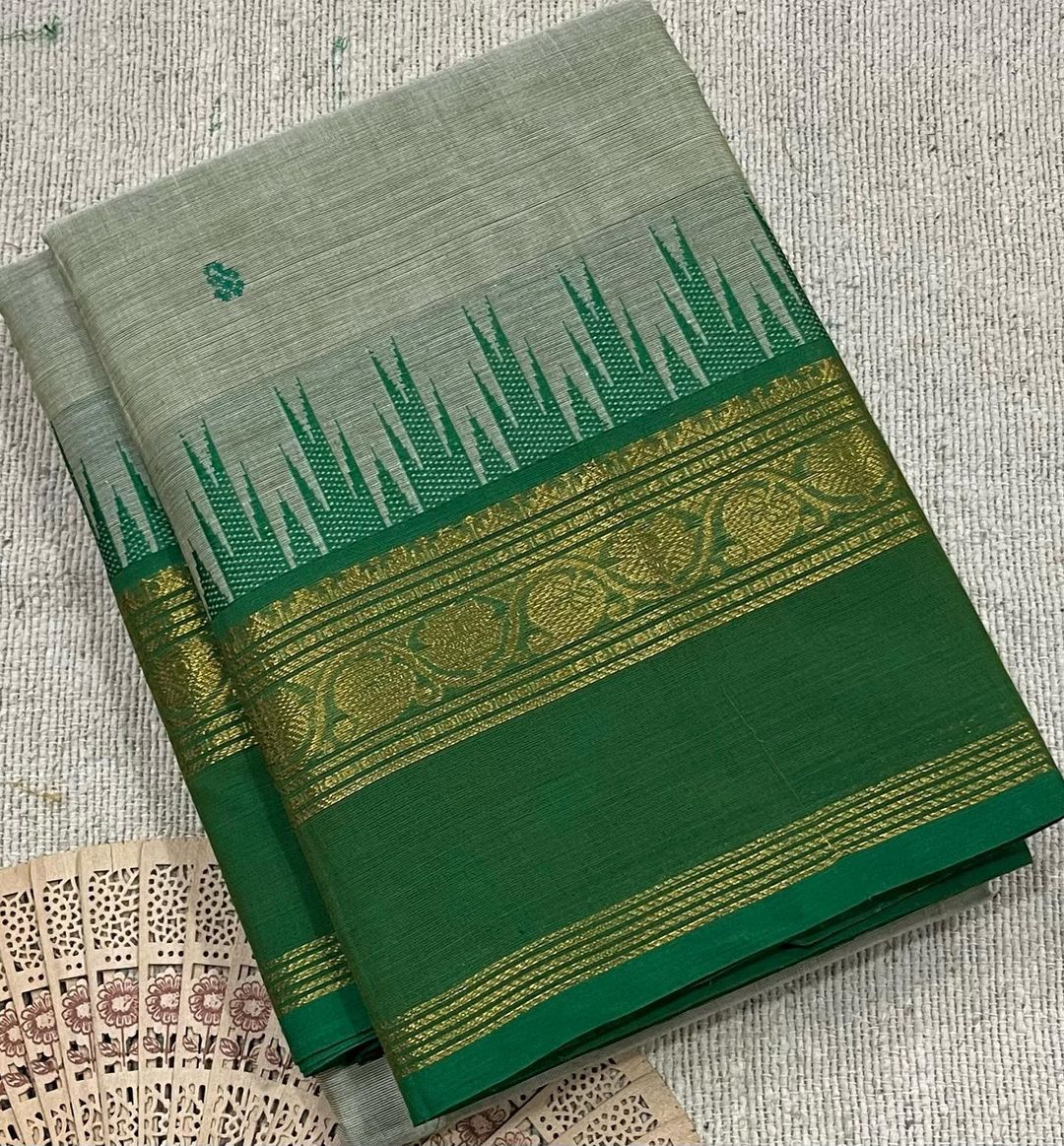 Pure handloom temple border kanchi  Cotton sarees