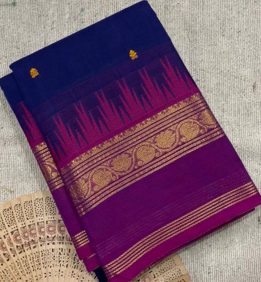 Pure handloom temple border kanchi  Cotton sarees