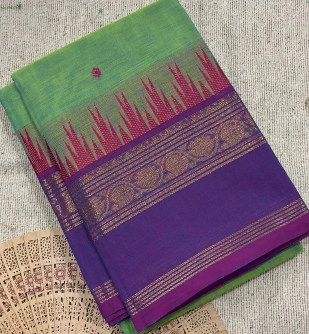 Pure handloom temple border kanchi  Cotton sarees