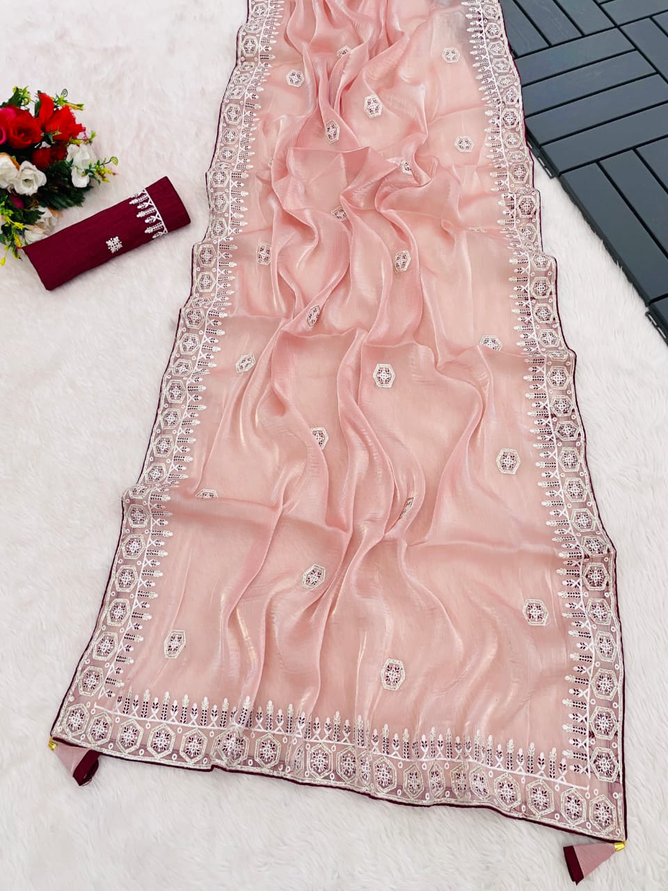 Jimi Chhu burburry designer saree