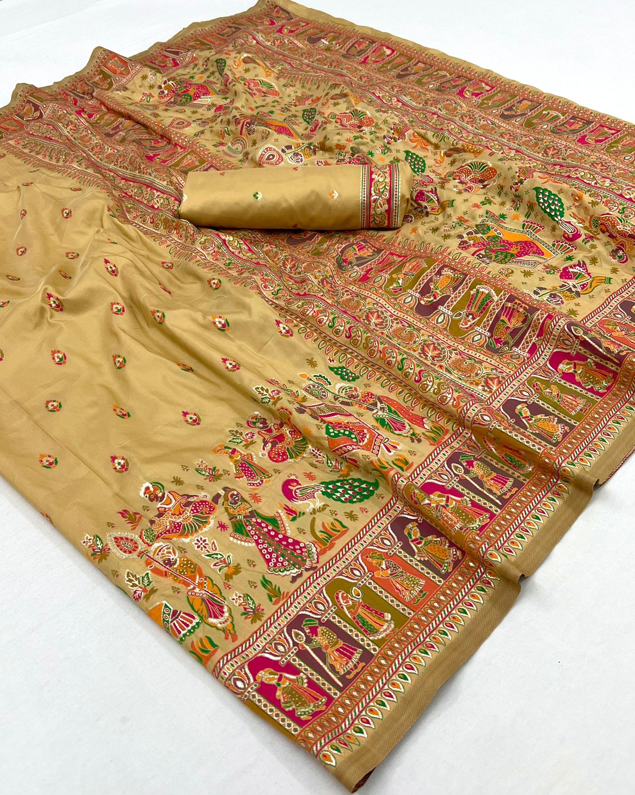 Handloom Linen Silk Rajwadi Weaving