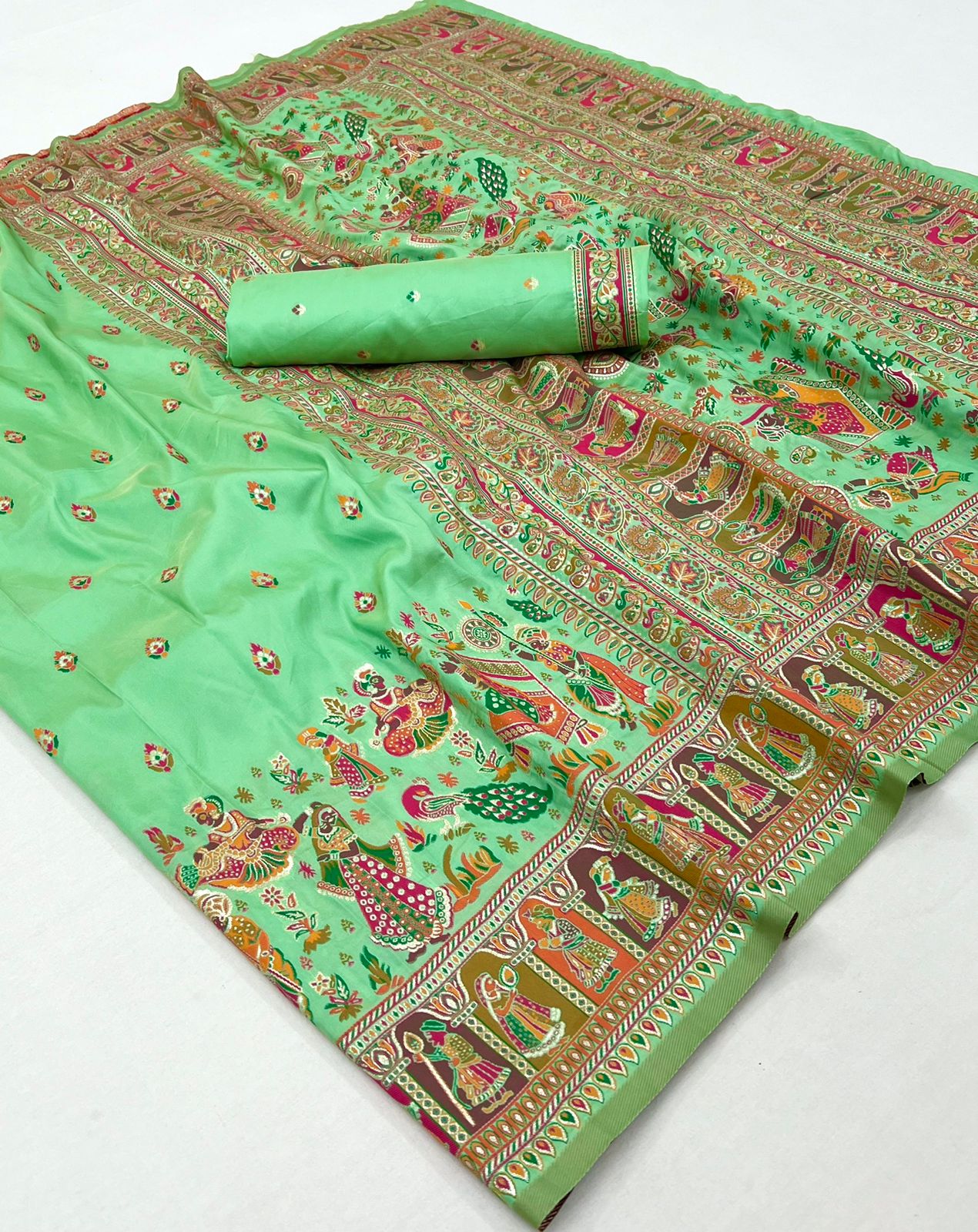 Handloom Linen Silk Rajwadi Weaving