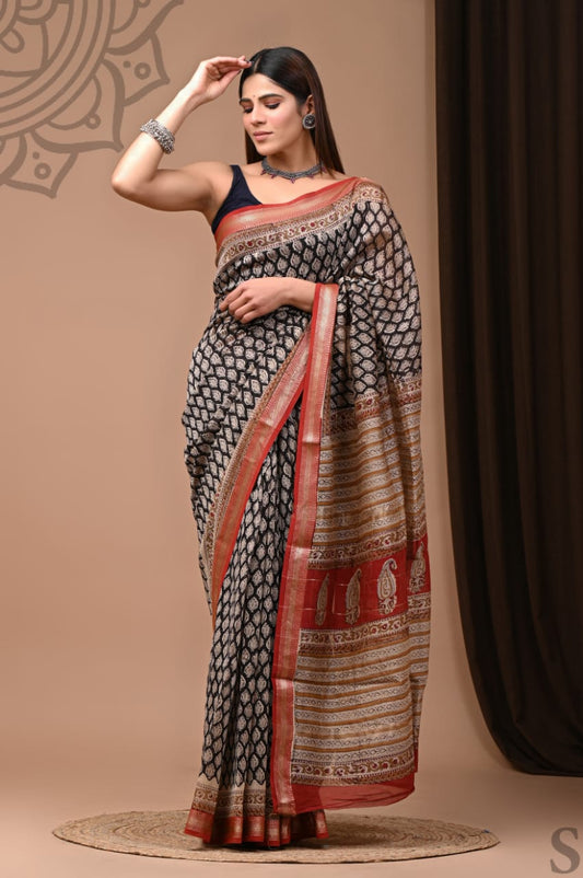 Maheswari Handblock silk sarees