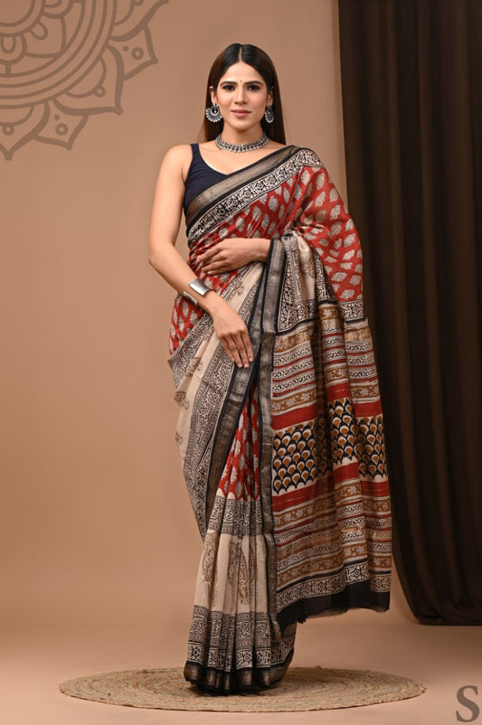 Maheswari Handblock silk sarees