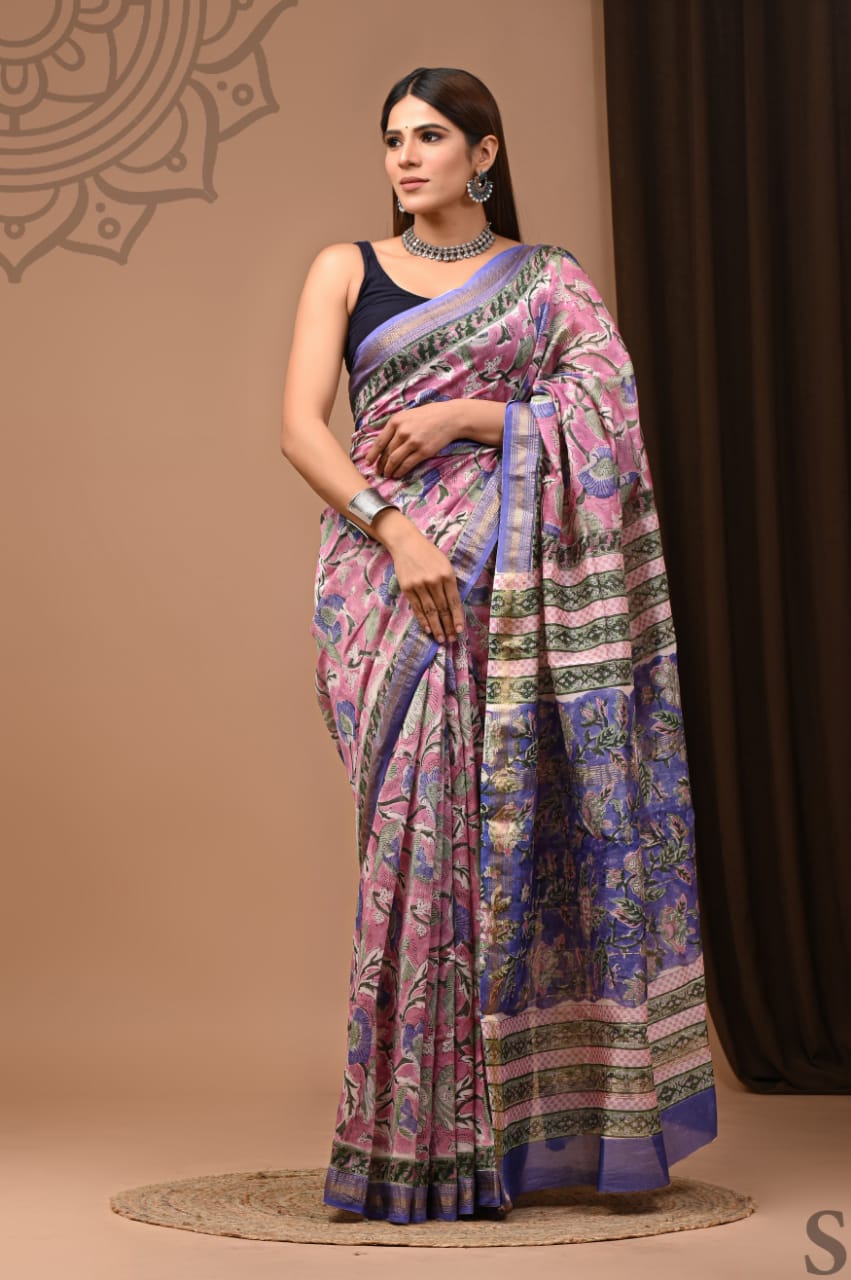 Maheswari Handblock silk sarees