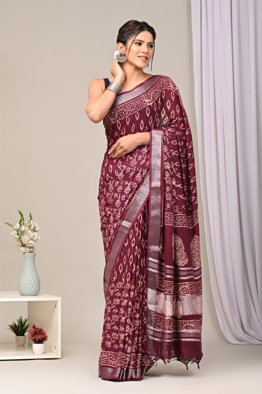 Kalamkari Linen saree