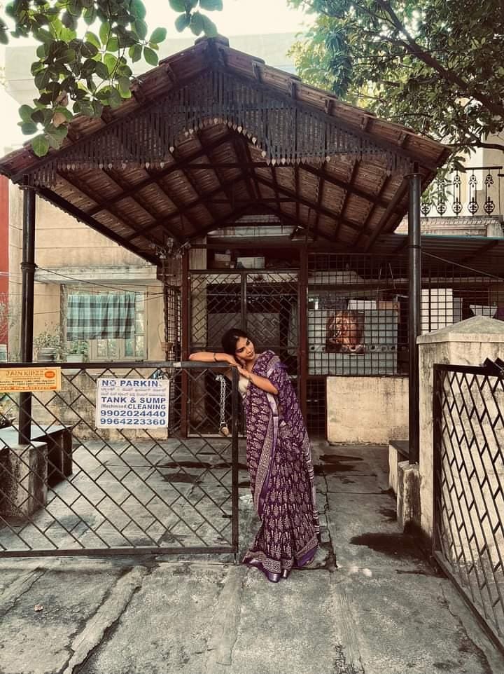 Hand Block Printed Linen Saree