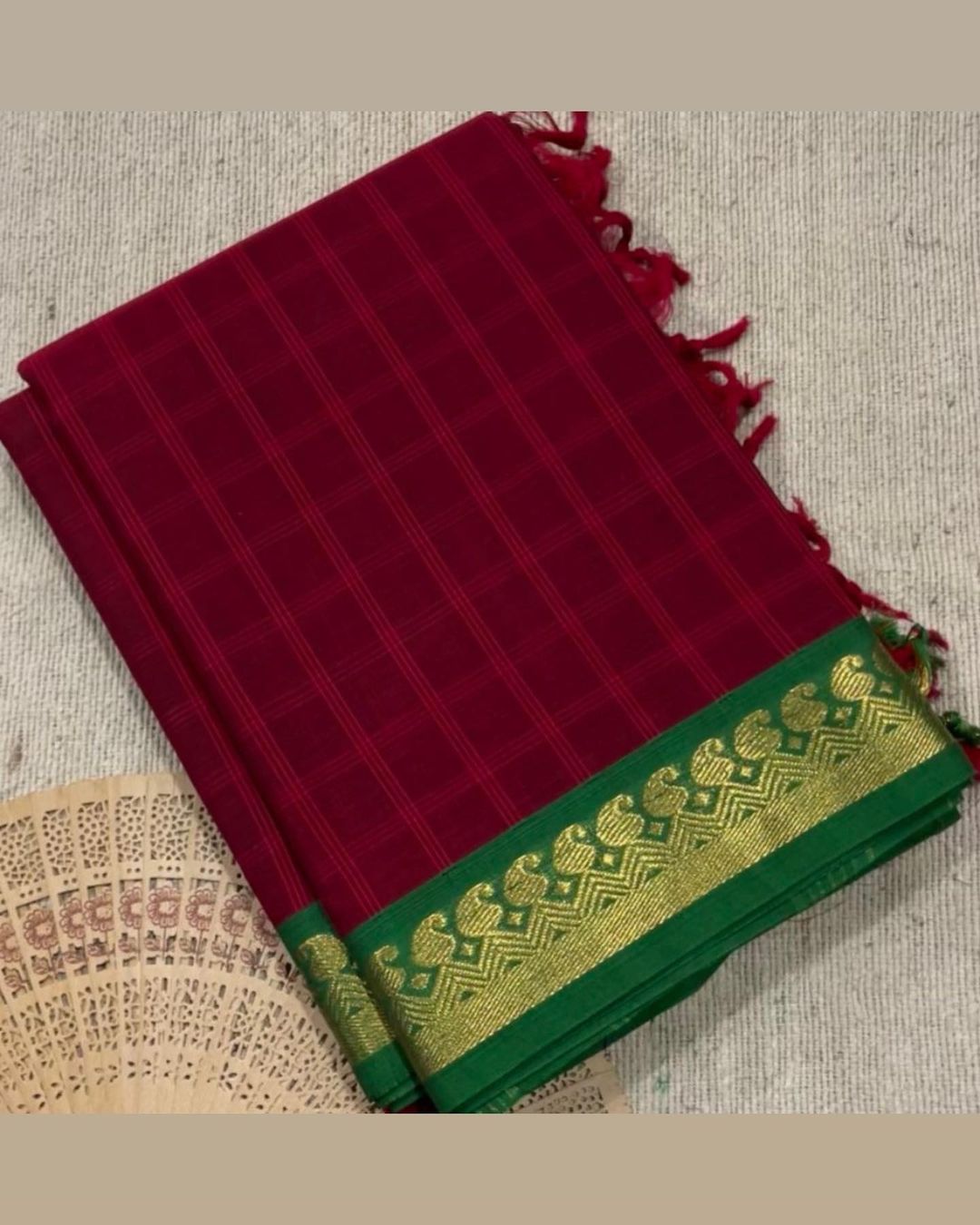 Pure handloom kanchi cotton saree