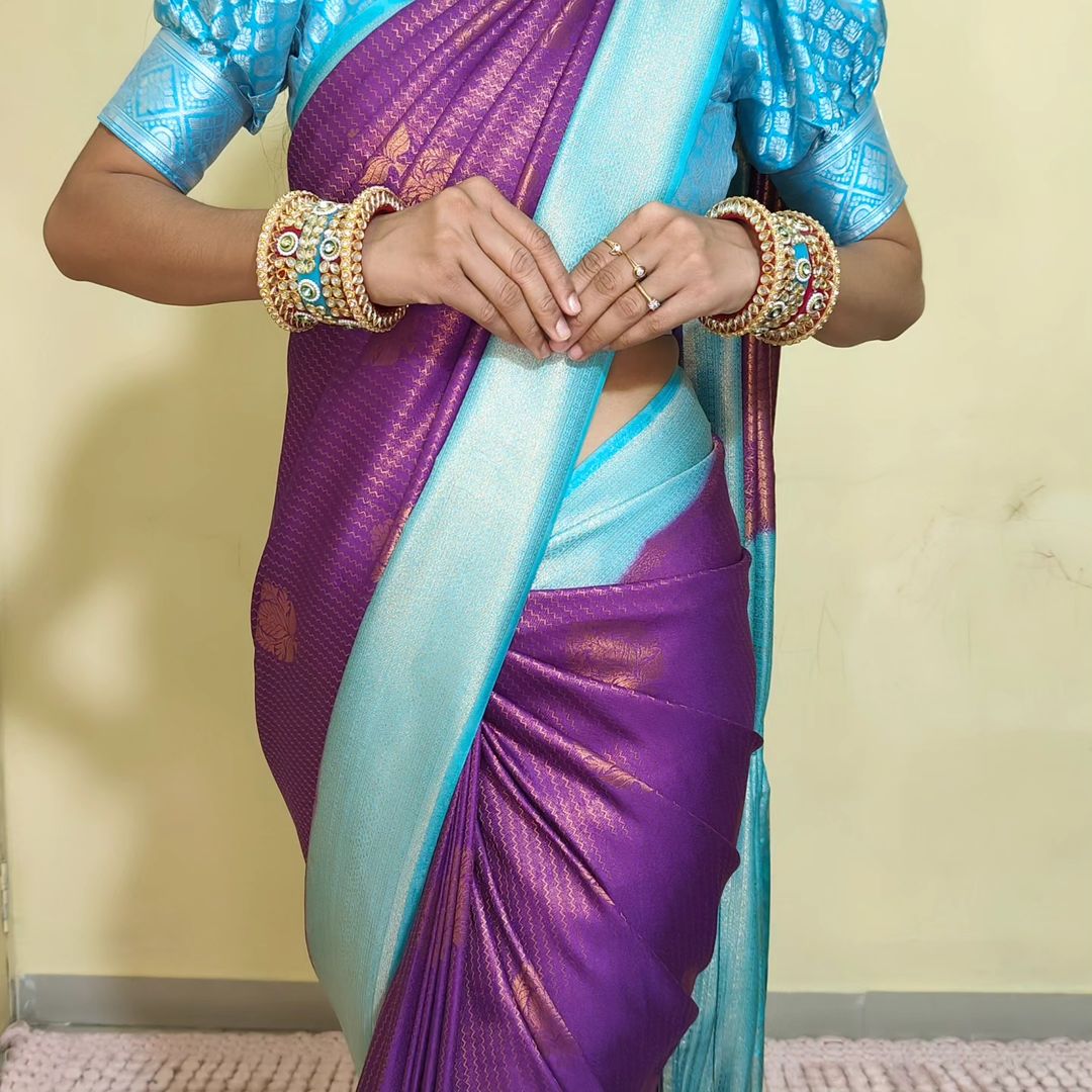 Rekha kanchi copper soft silk saree