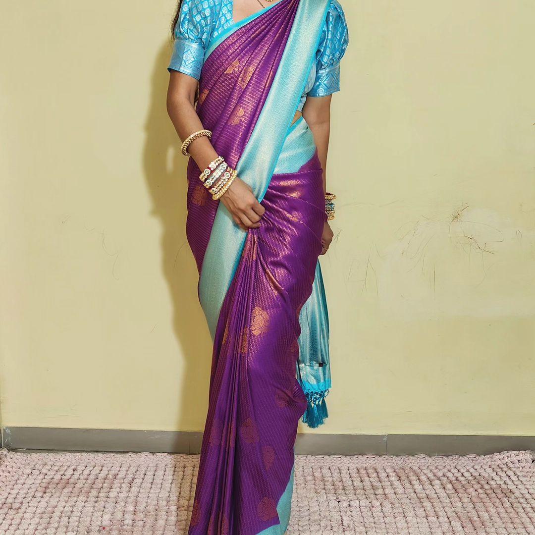 Rekha kanchi copper soft silk saree