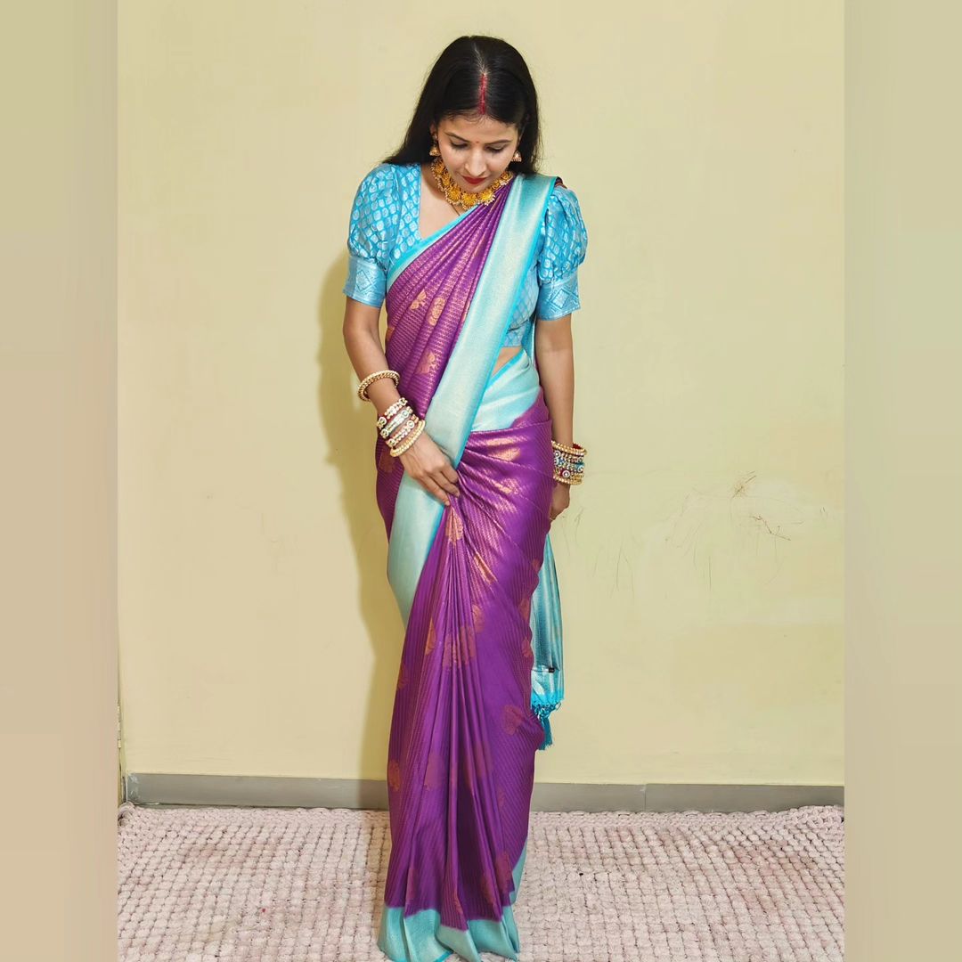 Rekha kanchi copper soft silk saree