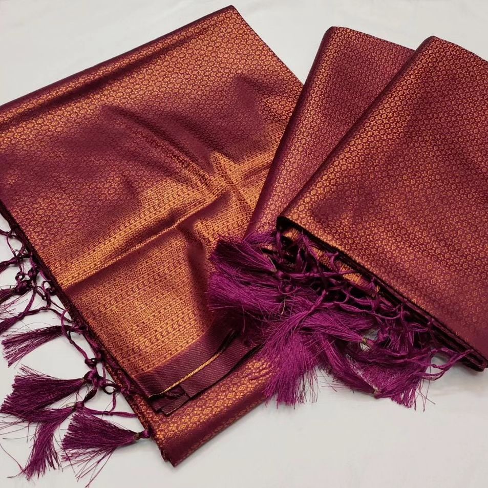 Breezy copper soft silk saree