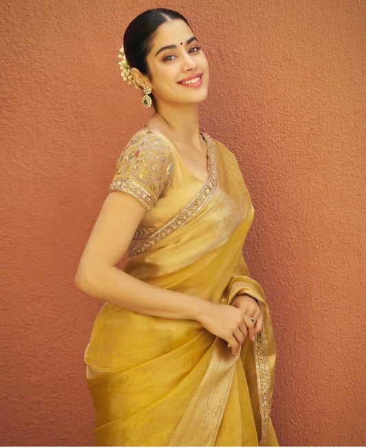 Jahnvi Kapoor Inspired Tissue Silk Saree