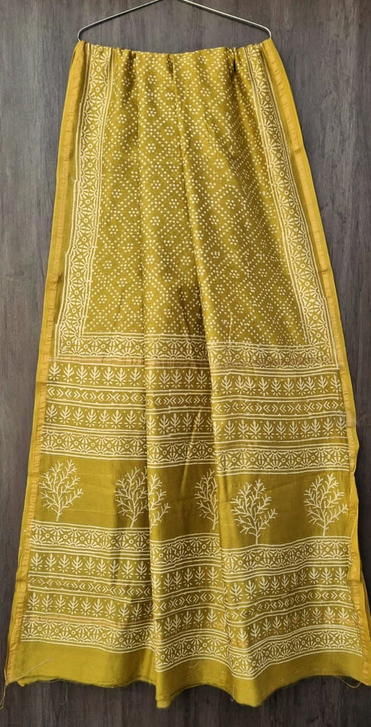 Mithra Hand block Printed Chanderi silk-cotton saree