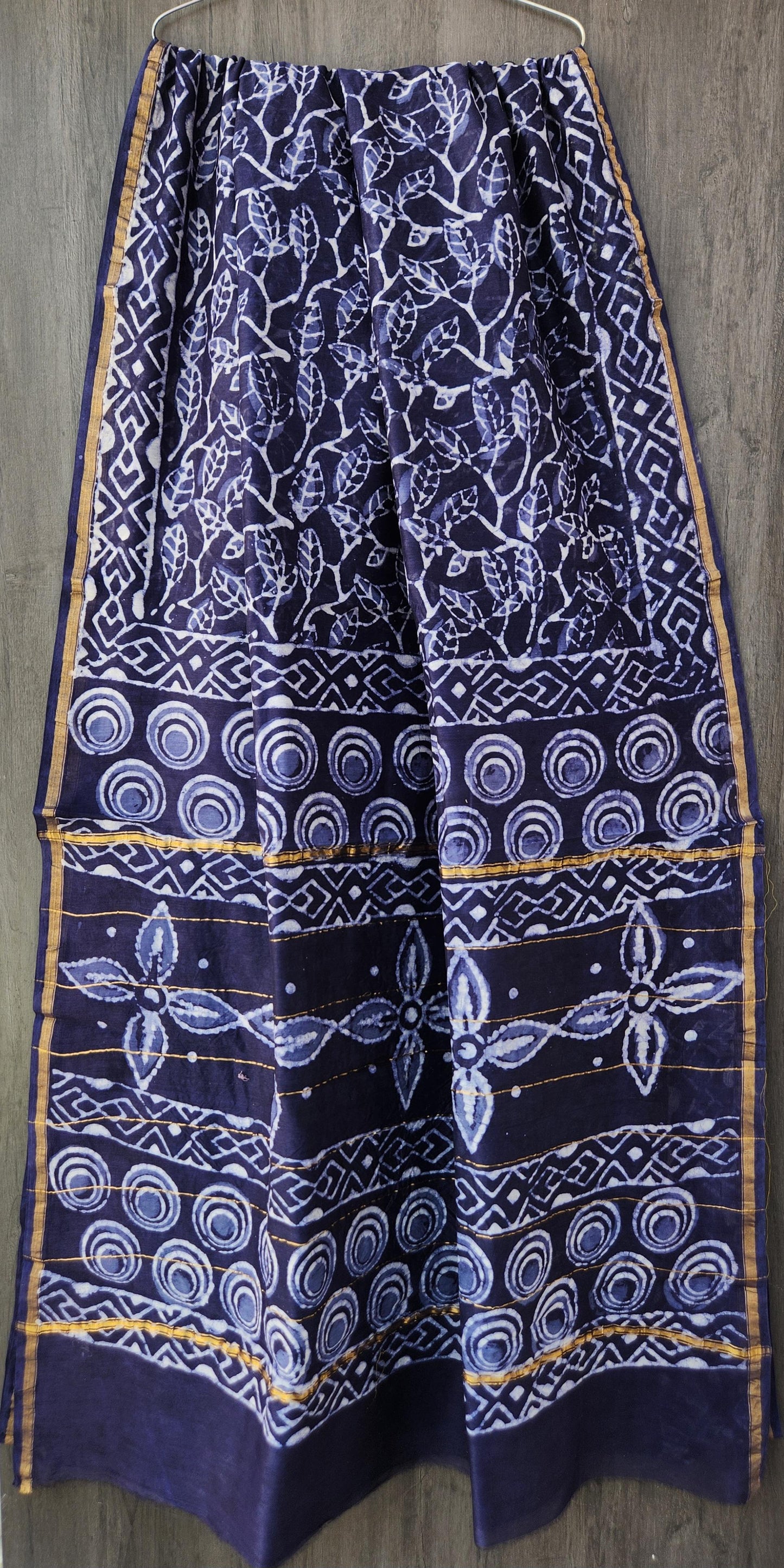 Mithra Hand block Printed Chanderi silk-cotton saree