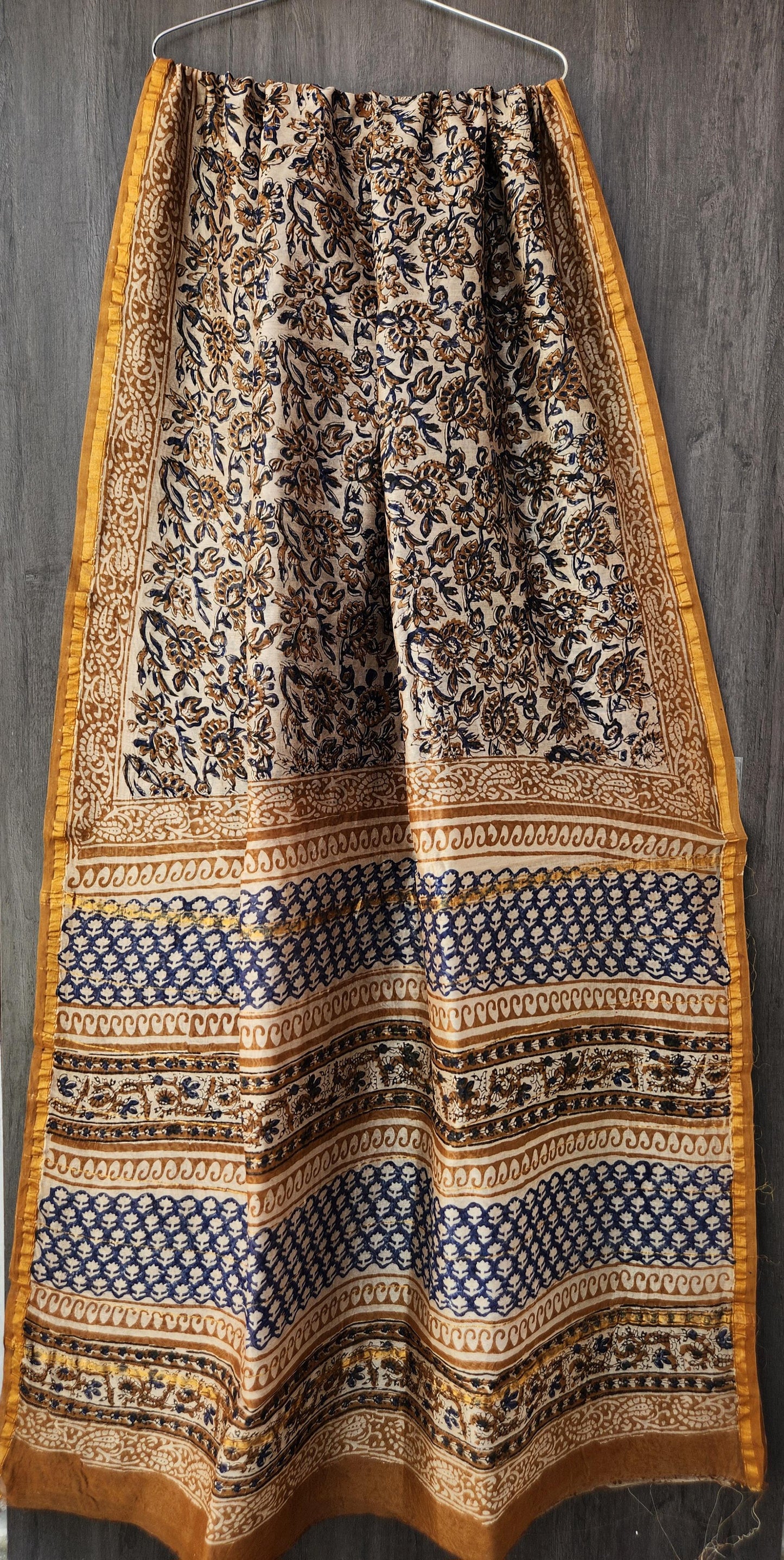 Mithra Hand block Printed Chanderi silk-cotton saree