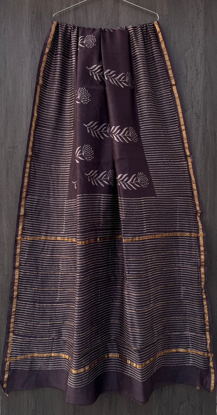 Mithra Hand block Printed Chanderi silk-cotton saree