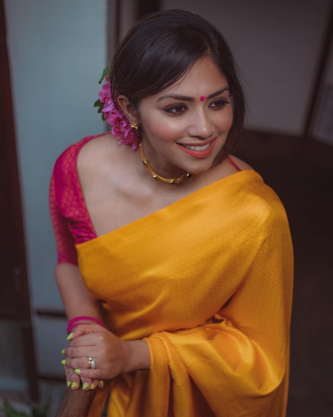 Breezy copper soft silk saree