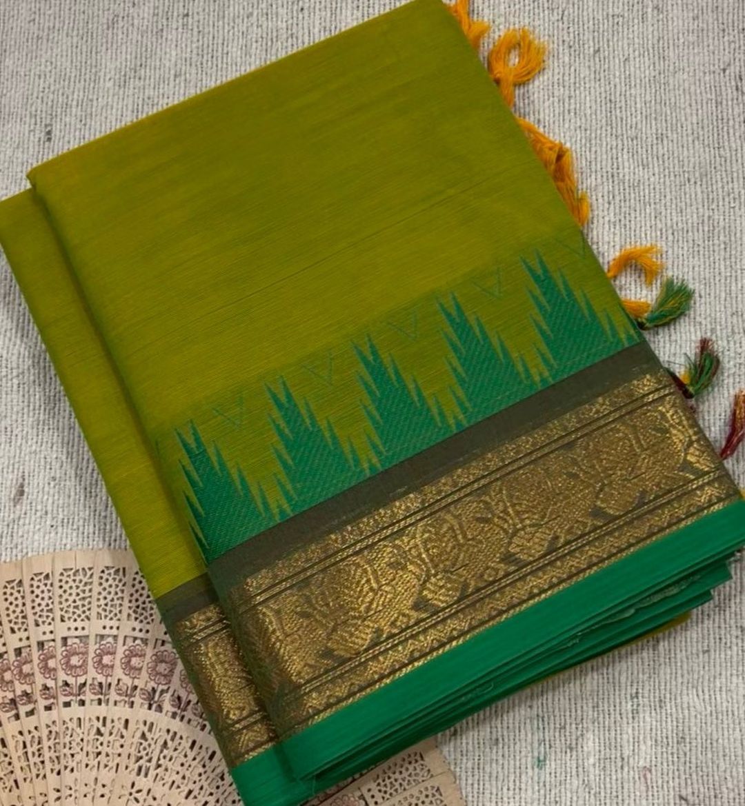 kanchi cotton with temple border