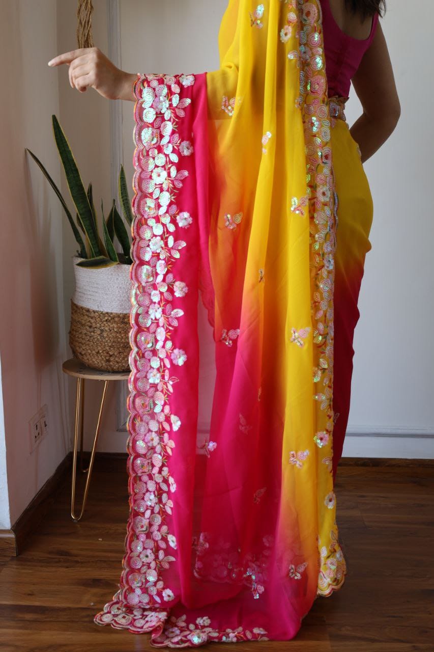 Pure Georgette Shaded Saree