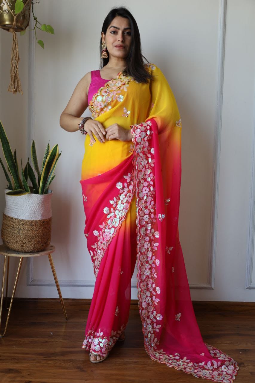 Pure Georgette Shaded Saree