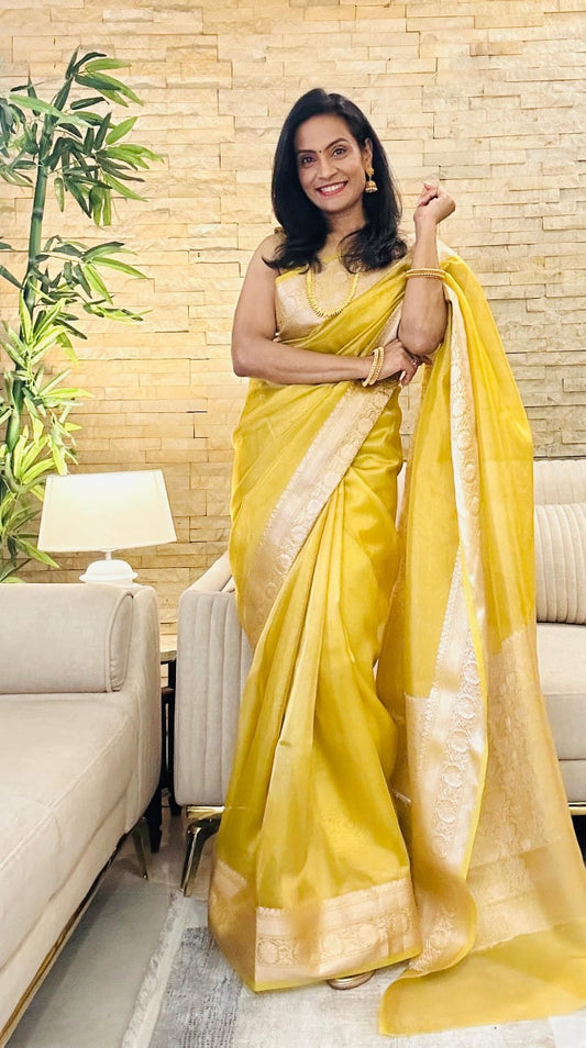 Celebrity inspired crush tissue silk saree