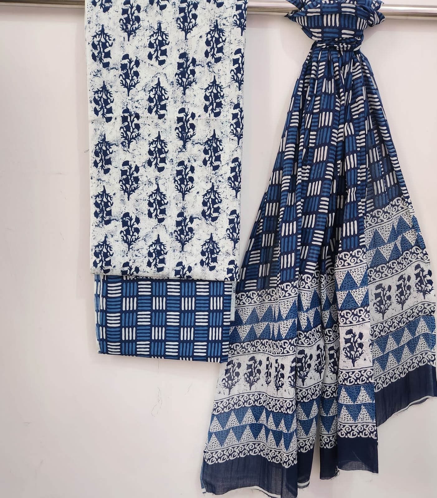 Hand block printed suit material