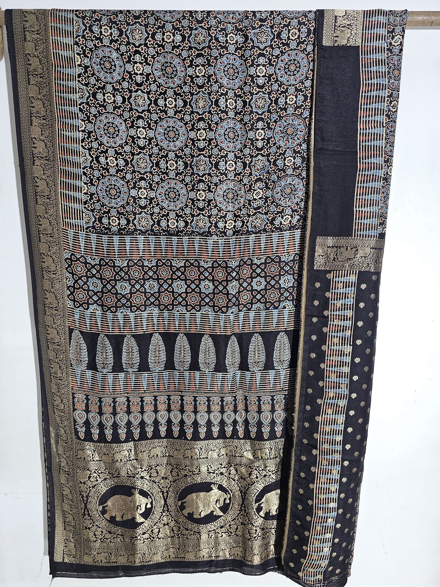 Ajrakh Dola Silk Saree