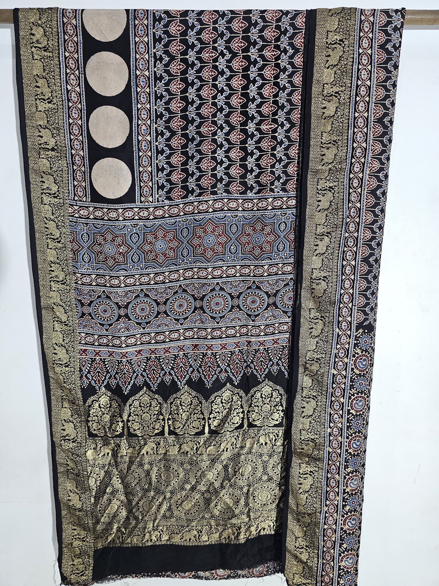 Ajrakh Dola Silk Saree