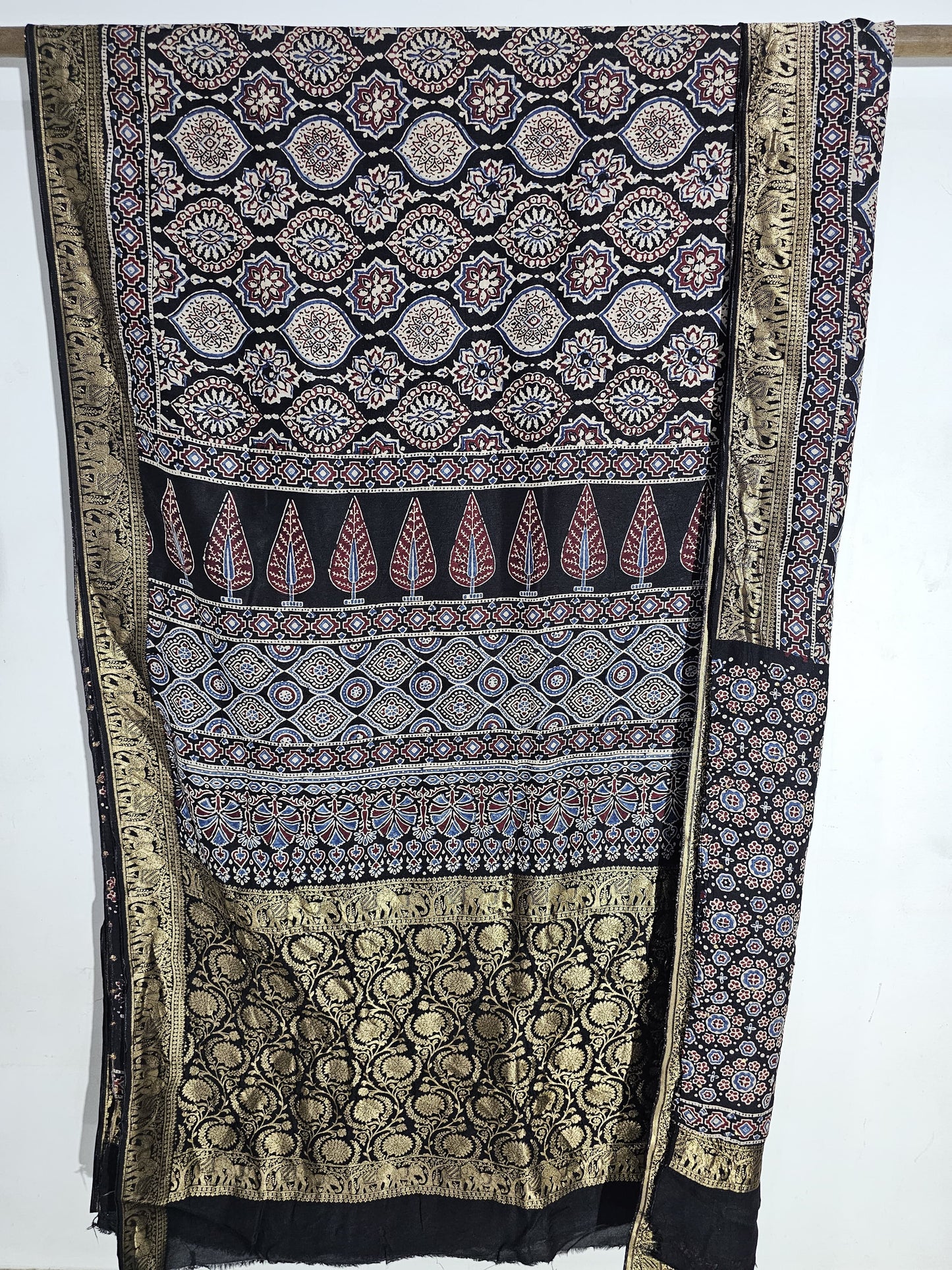 Ajrakh Dola Silk Saree