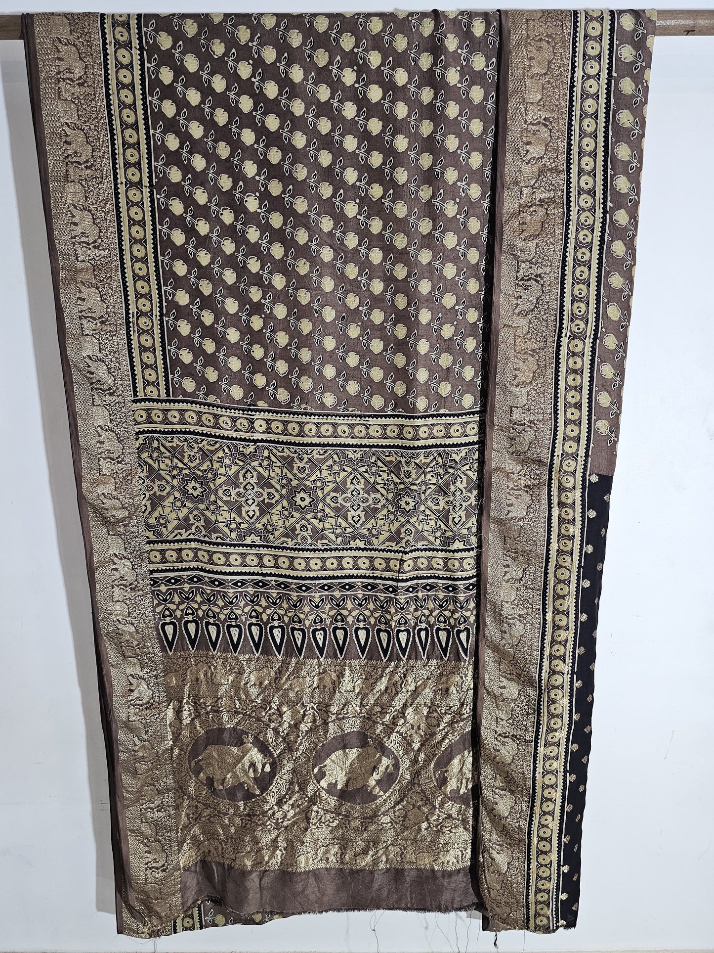 Ajrakh Dola Silk Saree