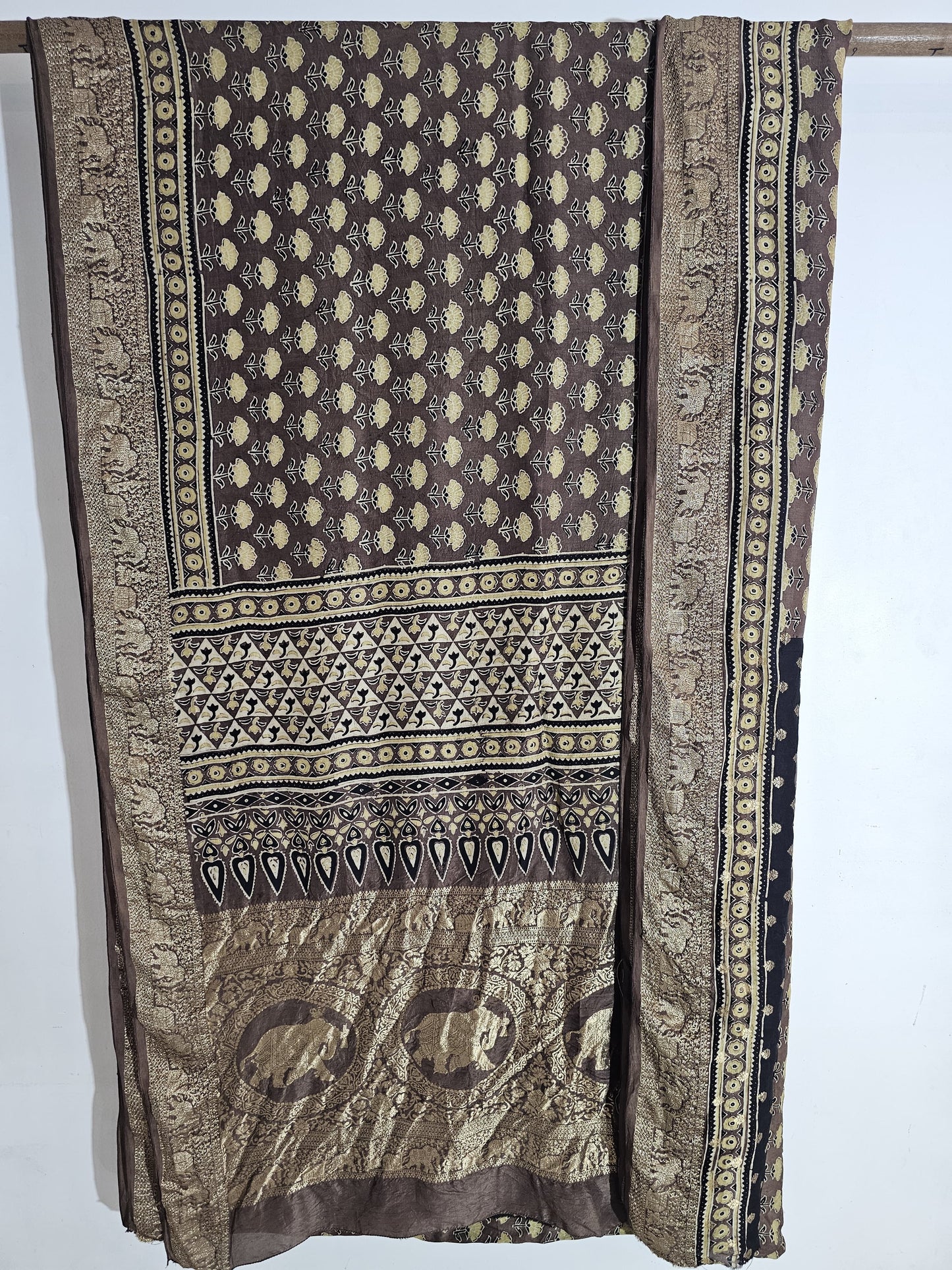 Ajrakh Dola Silk Saree