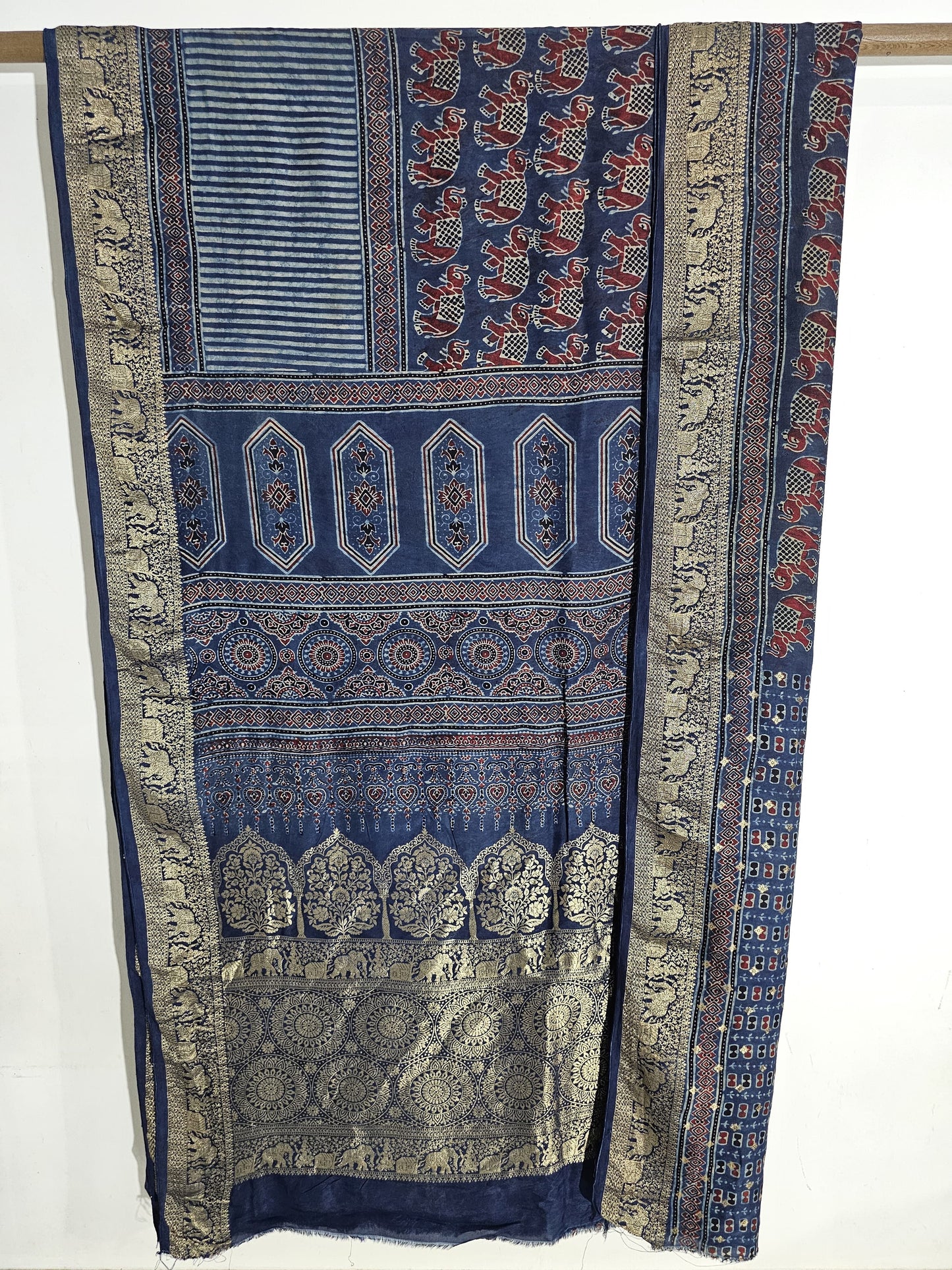 Ajrakh Dola Silk Saree