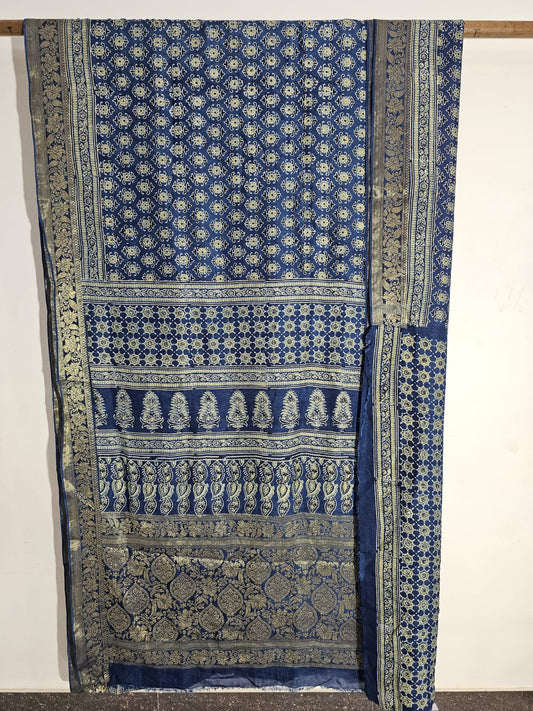 Ajrakh Dola Silk Saree